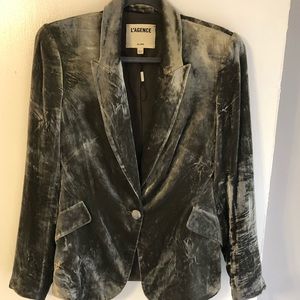 NEW L’Agence Chamberlain Velvet Blazer in Ivy Green